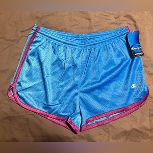 Champion Women's Athletic Shorts in Blue with Purple Trim